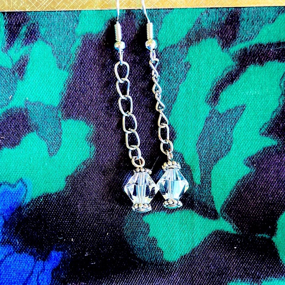 NEW:Elegant Ladies Natural Healing Crystal Quartz Facets Diamonds Silver Earring - Picture 3 of 16